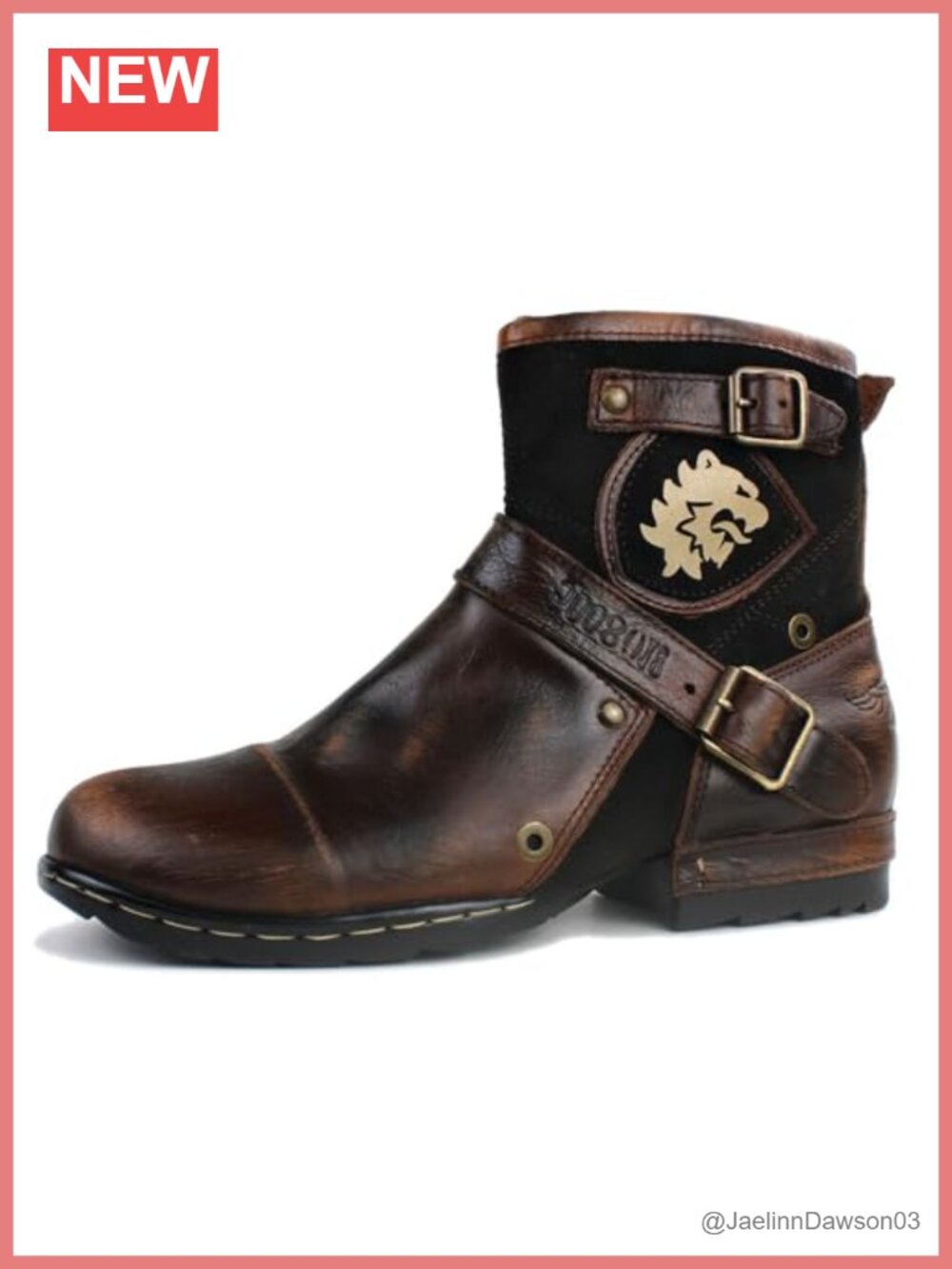 Leather Moto Boots Ankle Bootie Zipper Round Toe Handmade Women